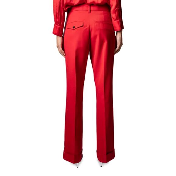 Zadig & Voltaire Poetia Turn-Up Hem Gabardine Trousers Red 34 - Picture 5 of 10
